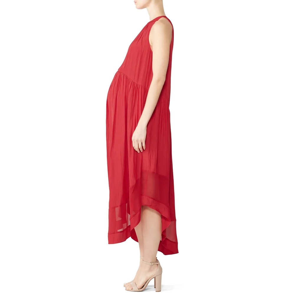 FOR 2 by Ramy Brook Red Gabrielle Womens‎ M Red Sleeveless Midi Maternity Dress